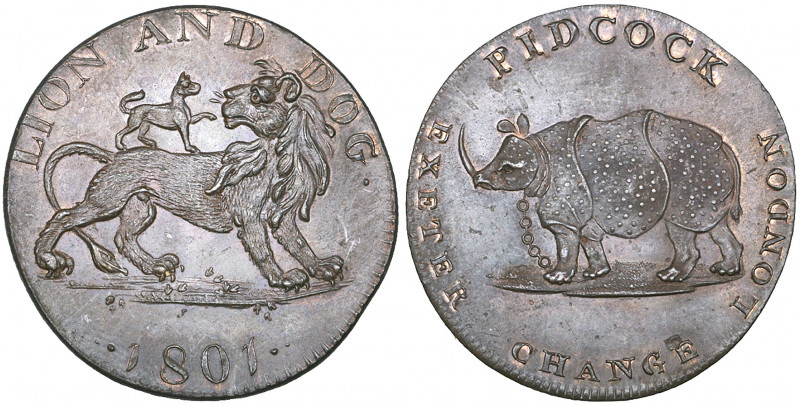 *Middlesex, Pidcock’s, halfpenny, 1801, lion and dog, rev., rhinoceros (D. & H. ...