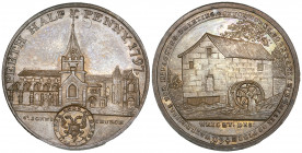*Perthshire, Perth, John Ferrier, bronzed proof halfpenny, 1797, view of St John’s church, rev., watermill and trees, edge payable on demand by john f...