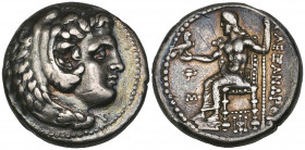 *Macedonia, Alexander III (336-323 BC), tetradrachm, Babylon, head of Herakles right, rev., Zeus seated left; kylix and M in field, 16.98g (Price 3687...