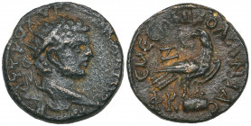 *Seleucis and Pieria, Emisa, Caracalla, Ae 20mm, radiate bust right, rev., eagle on stone of Elagabal; year 527 = AD 215/216, 8.28g (BMC 238, 13), dar...