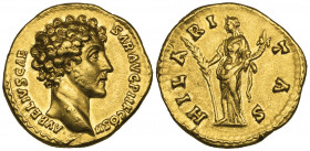 *Marcus Aurelius (161-180), aureus, as Caesar, Rome, 145-7, AVRELIVS CAESAR AVG PII F COS II, bare head right, rev., HILARITAS, Hilaritas standing lef...
