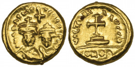*Heraclius (610-641), solidus, Carthage, 615/6, facing busts of Heraclius and Heraclius Constantine, rev., cross potent on three steps, indiction Δ, 4...