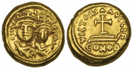 *Heraclius (610-641), solidus, Carthage, 626/7, facing busts of Heraclius and Heraclius Constantine, rev., cross potent on three steps, indiction IE, ...