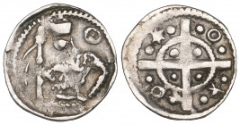 Counts of Flanders, Aalst, kleine denarius (circa 1220-53), warrior in chainmail to right, rev., long cross with four pellets in inner circle, two sta...