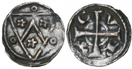 Counts of Flanders, Kortrijk, kleine denarius, circa 1253-1300, arms, rev., c-v-r-t, long cross (Gh. 442), good very fine and clear, rare thus

Esti...