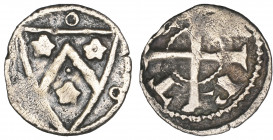 Counts of Flanders, Kortrijk, kleine denarius, circa 1253-1300, arms, rev., c-v-r-t, long cross (Gh. 445), rev. weak in places, very fine and scarce ...