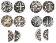 Counts of Flanders, Lille, kleine denarius (3), circa 1220-53 (Gh. 324, 331, 333), two cut half kleine denarius, circa 1220-53, circulated as oboles (...