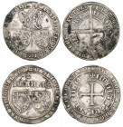 Dukes of Burgundy, Filips de Stoute (1382-1402), dubbel-groot jangelaar, Ghent (1386-87) (D. d. P. 7, 13), dubbel-groot leliaert, Ghent (1387-89) (D.d...