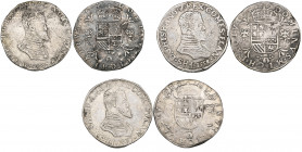 Spanish Netherlands, Philip II, filipsdaalder (3), 1557, 1558 (2), all Bruges, m.m. lis on reverse, all with English title (v.G. & H. 210-7b. 210-7c (...