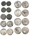 Spanish Netherlands, Philip II, fifth-filipsdaalder (5), 1566 (2-one countermarked with lion of Holland on obverse), 1571, 1576, tenth-philipddalders ...