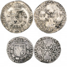 Spanish Netherlands, Philip II, half-burgundian rijksdaalder, 1568; quarter-burgundian rijksdaalder, 1570, both Bruges, m.m. lis on obverse (v.G. & H....