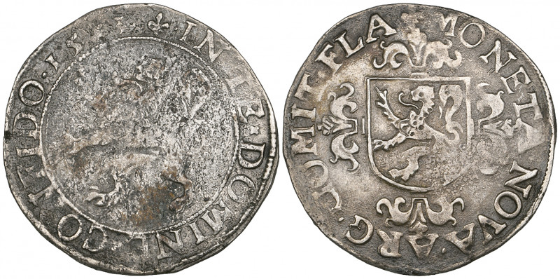 Spanish Netherlands, Revolt of Bruges (1583-84), schelling, 1583, obverse corrod...