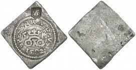 *Spanish Netherlands, Siege of Oudenaarde (1582), uniface tin 2½ stuivers, 1582, crowned A within lunettes, mark of value at sides, countermarked with...