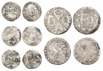 Spanish Netherlands, Albert and Isabella, patagons (2), undated, 1620, quarter-patagons (3), undated, 1612, 1620, all Bruges, m.m. lis (v.G. & H. 311-...