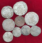 Spanish Netherlands, Albert and Isabella, various issues (9), stoter, 1600 over 1599, quarter-real, 1604, double-denier, 1607, escalins (2), undated, ...