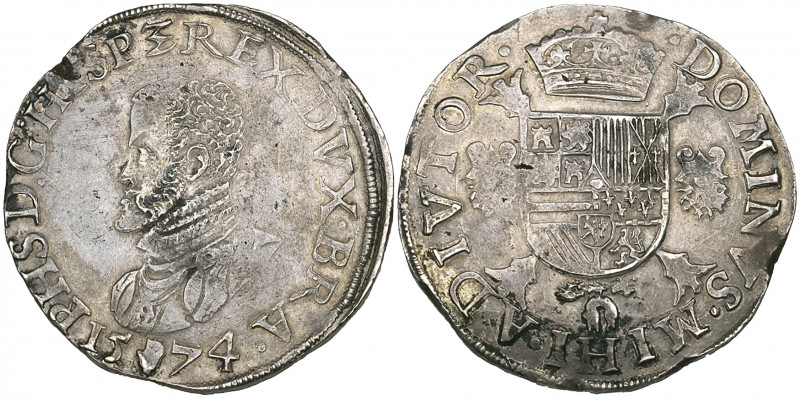 *Spanish Netherlands, Brabant, Philip II, filipsdaalder, 1574, Antwerp, m.m. han...