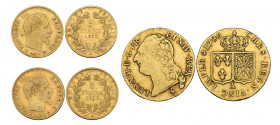 France, Louis XVI, louis d’or, 1786 a, Paris, very fine; Napoleon III, gold 5 francs (2), both 1859 a, one with surface knock, the other good fine (3)...
