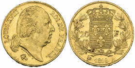 France, Louis XVIII, Second reign (1815-24), 20 francs 1818 a, edge bruises, about extremely fine

Estimate: GBP 200 - 250