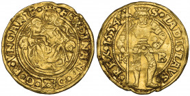 *Hungary, Ferdinand I, goldgulden, 1554, Kremnitz, 3.52g (F.48), ex-mount and creased, about very fine

Estimate: GBP 200 - 250
