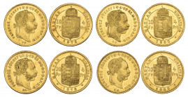 Hungary, Franz Joseph, 4 forint-20 francs (4), 1872, 1876, 1880, 1883, extremely fine or better (4)

Estimate: GBP 600 - 700