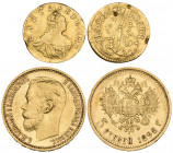 Russia, Elizabeth, poltina or half-rouble, 1756, .72g (F. 118), punch-marked and edge bruised, devices fine and Nicholas II, 5 roubles, 1898, very fin...