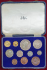 South Africa, Elizabeth II, proof set of 11 coins, 1953, comprising gold pound and half-pound, silver crown, halfcrown, florin, shilling, sixpence and...