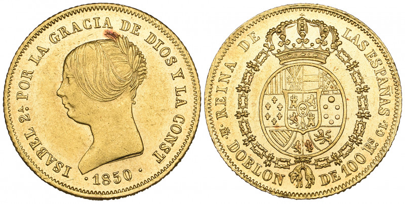 *Spain, Isabel II, 100 reales, 1850, Madrid cl (Cal. 757; Cay. 17353), good very...