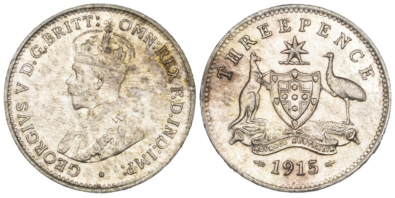 *Australia, George V, threepence, 1915, London, obverse surface marks, extremely...