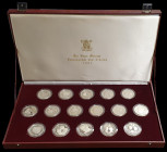 British Commonwealth, Royal Wedding, 1981, cased set of 16 different UK, Channel Islands and Commonwealth silver proof crowns (or crown-sized) commemo...