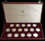 British Commonwealth, Royal Wedding, 1981, another similar cased set of 16 different UK, Channel Islands and Commonwealth silver proof crowns (or crow...