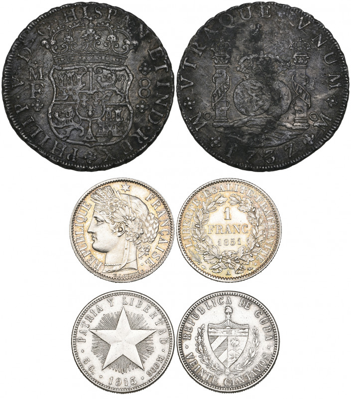 France, Second Republic, franc, 1851a, good extremely fine; Cuba, 20 centavos, 1...