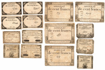 Banknotes: France, Siege of Lyon, 1793, 5 livres (P.S303), foxed, fine or better; together with assignats (12), Domaines Nationaux, 1791, Third issue,...