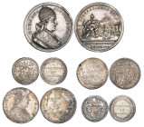 Italy Papal States, Pius VI (1775-99), doppio giulio, 1783, year IX, virtually mint state and toned; grosso (2), 1787 year XIII (2); Clement XIV (1769...