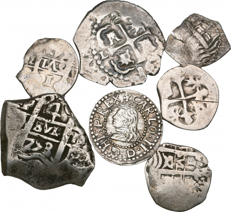 Peru, Carlos II, cob 2 reales, 1686 r, Lima mint, with clear dates on both sides...