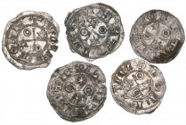 Spain, Alfonso VI (1065-1100), obolos (5), all Toledo, rev., mullets in first and fourth quarter, annulet with pellet in centre in second and third qu...