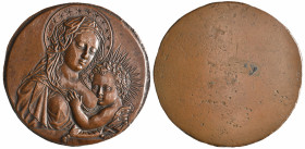 *Workshop of Antonio Abondio (late 16th century), Madonna and Child (Maria Lactens), bronze circular plaquette, the halo of the Madonna incised with s...