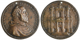 *Italy, Giovanni Melon (fl. 1570s), Cardinal Alessandro Farnese (1520-89), bronze medal, 1575, ALEXANDER CARD FARN S R E VICECAN, bust right; traces o...