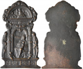 *Italy, Galeazzo Mondella called Moderno (1467-1528), The Virgin and Child with St. Antony Abbot and St. Jerome, bronze pax, the Virgin and Child with...