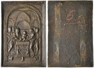 *Italy, Galeazzo Mondella called Moderno (1467-1528), The Presentation in the Temple, bronze plaquette, the Virgin holding out the Christ Child to Sim...