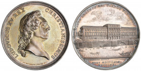 *France, Louis XV, Building of the Hôtel des Monnaies, Paris, 1770, large silver medal by Charles Norbert Roettiers, laureate bust of the king right, ...