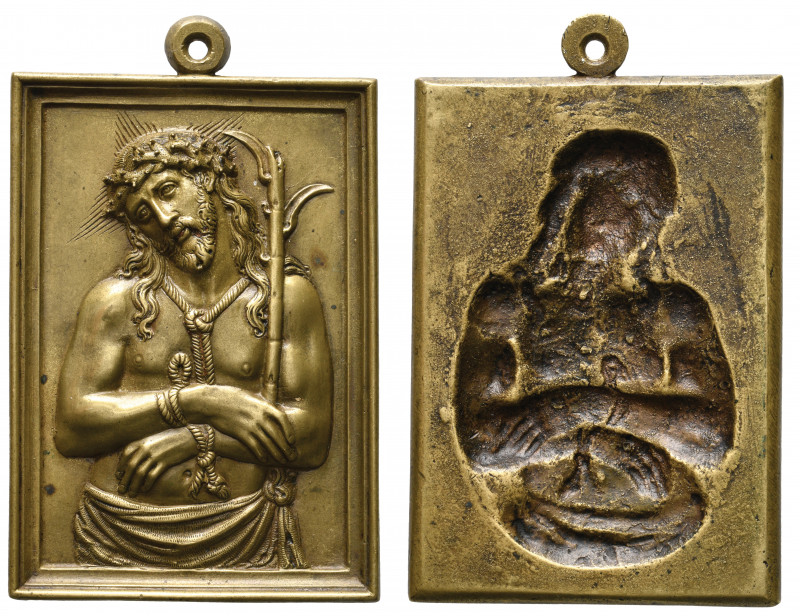 *Netherlandish or Spanish (c. 1600), Ecce Homo, bronze rectangular plaquette, Ch...