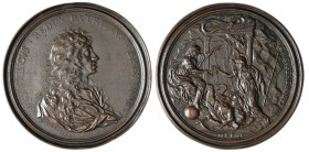 *Italy, Massimiliano Soldani, Francesco Redi (1626-98), physician, entomologist, poet, bronze medal, 1684/5, bust right, rev., Eternity welcoming Mine...