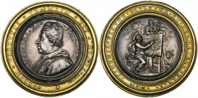 *Italy, Giovanni and Ermenegildo Hamerani, Pope Clement XI (1700-21), silver prize medal set in the original bronze-gilt frame, issued by the Accademi...