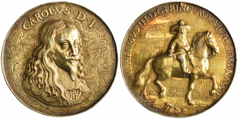 *Charles I and his Grandson William III, Prince of Orange, hollow silver-gilt me...