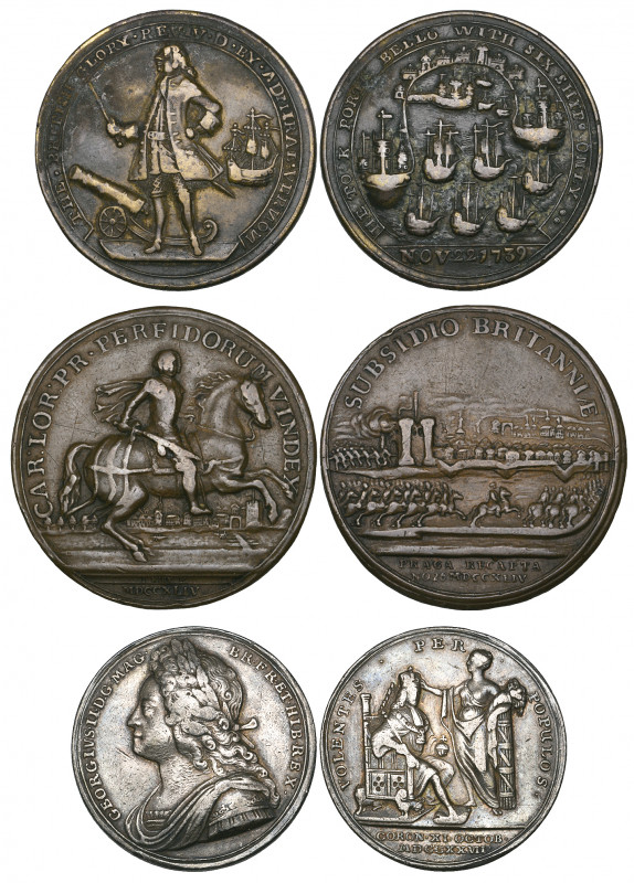 George II, Coronation, 1727, in silver, by J. Croker (MI 479/4); Capture of Port...
