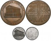 William IV, Completion of Birmingham Town Hall, 1834, bronze medal by E. Thomason, view of town hall, rev., inscription, 73mm (BHM 1678); same event, ...