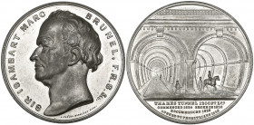 Victoria, Opening of the Thames Tunnel, 1843, white metal medal, by J. Taylor, bust of Sir Marc Brunel left, rev., view of the twin tunnels, 63mm (BHM...
