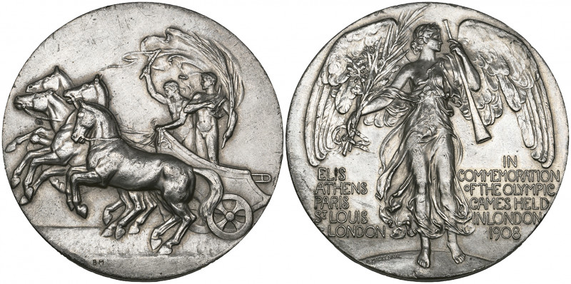 Edward VII, Olympic Games, London, 1908, white metal participant’s medal, by Ber...