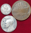 Edward VIII, Maiden Voyage of the Queen Mary, 1936, bronze medal by Gilbert Bayes, 70mm (BHM 4282); Elizabeth II, Centenary of the British India Steam...