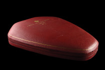 *The Royal Victorian Order, an original fitted case of issue for the Collar of the order by Harold Stabler, in red leather with gilt embossed title ‘R...